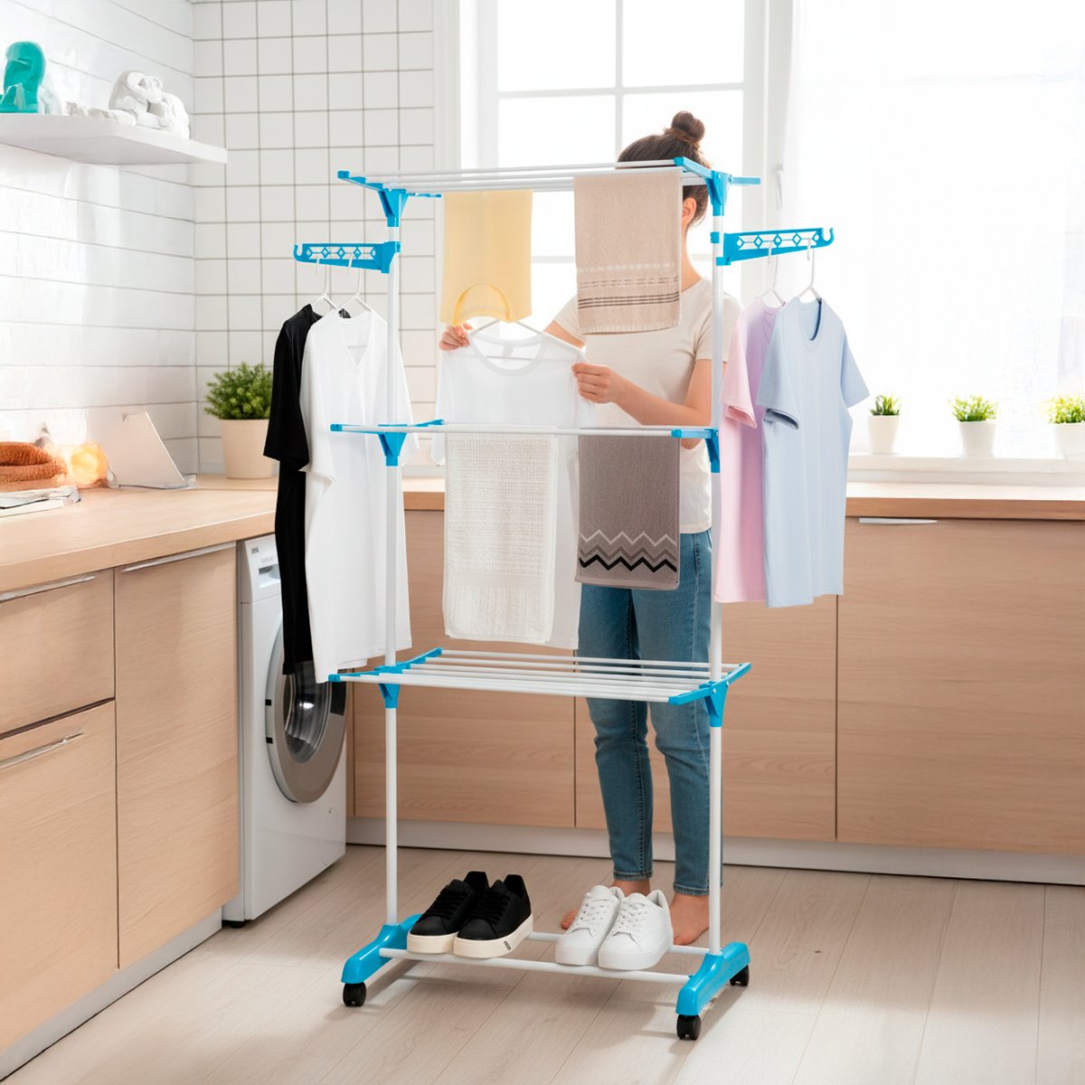 Varal de Roupa Dobrável Cabideiro 3 Andares Portátil - Imagem 5