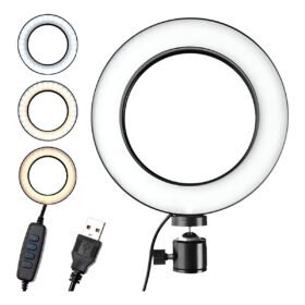 Ring Light 8 Polegadas com Suporte LED Luz Foto Vídeo