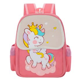 Mochila Infantil Escolar de Costas Divertida Aulas Passeio Modelo:Rosa e Branco