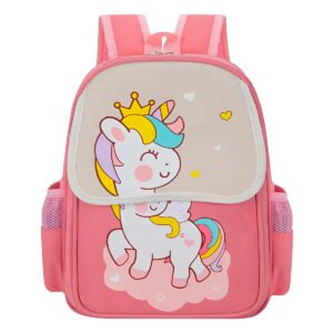Mochila Infantil Escolar de Costas Divertida Aulas Passeio Modelo:Rosa e Branco