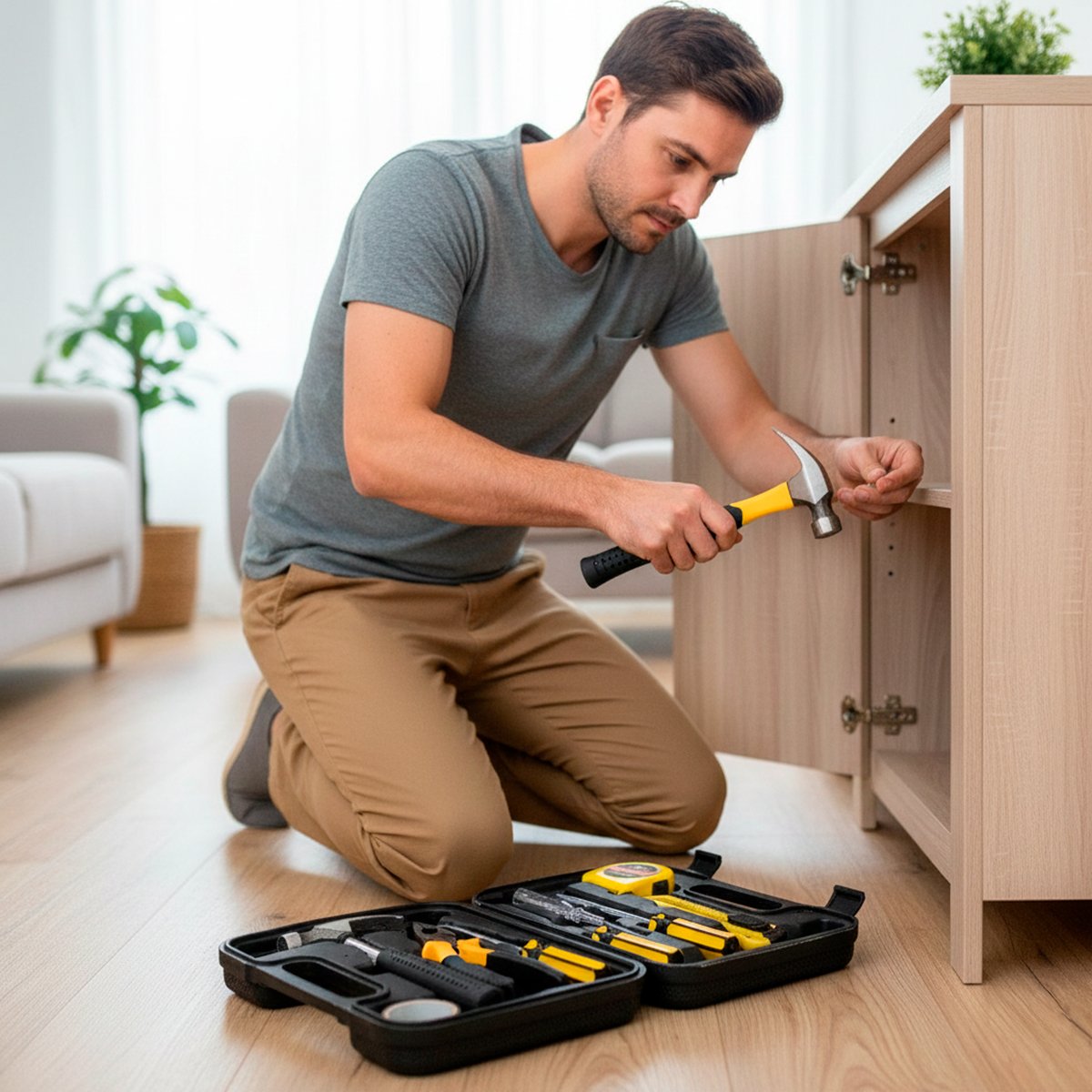 Maleta Ferramentas 8 Peças Martelo Chave Estilete Trena - Imagem 5